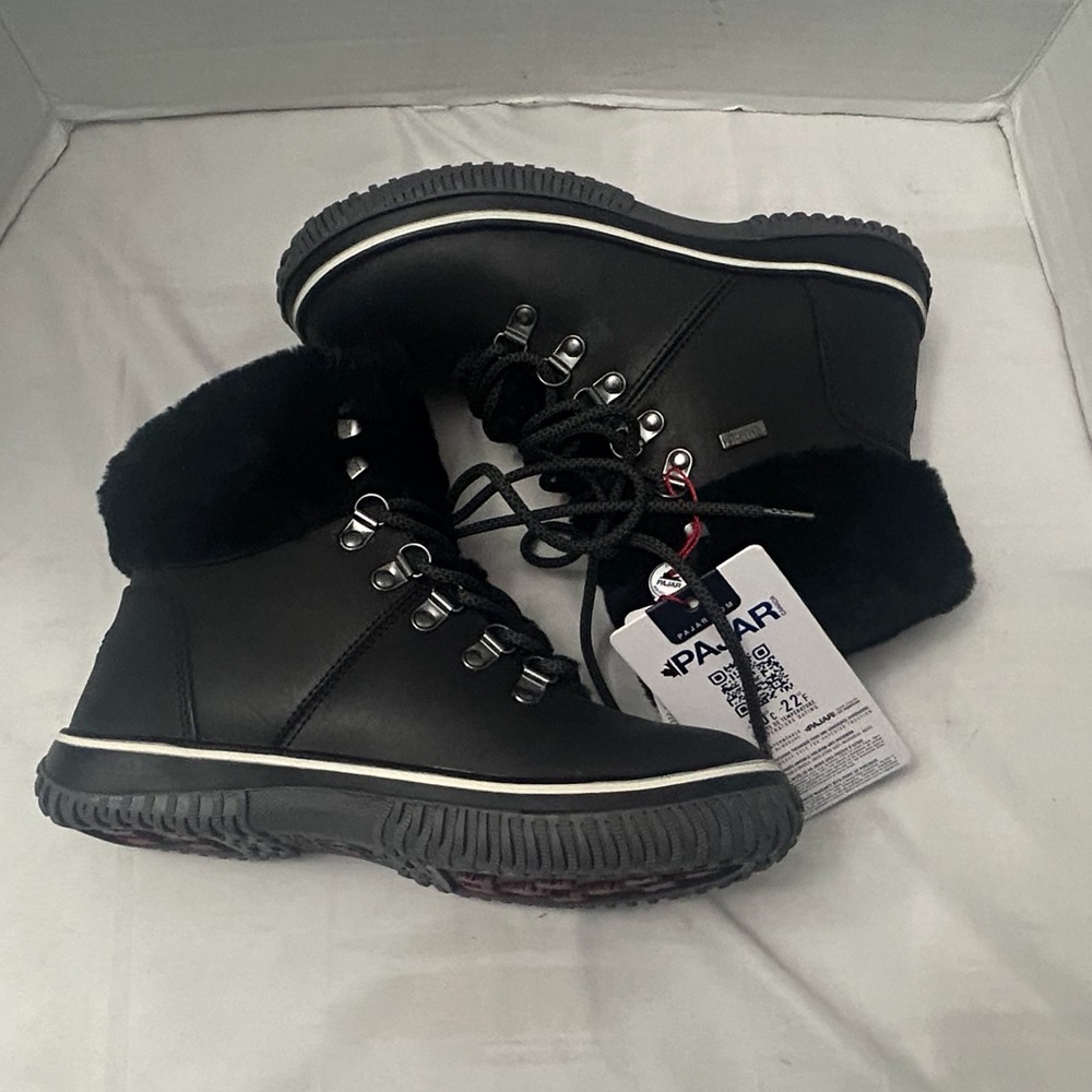 Pajar Black Winter Rain Boots with Lace-Up Design and High-Top Support